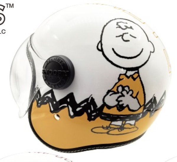 画像1: ジェットシールドヘルメット SNOOPY&Charlie Brown イエロー 57-58cm SNJ-110 AXS (1)