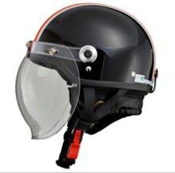 画像2: CROSS CR-760 ブラック/オレンジ ハーフヘルメット  開閉式バブルシールド装備  脱着式イヤーカバー  ワンタッチバックル装備 (2)